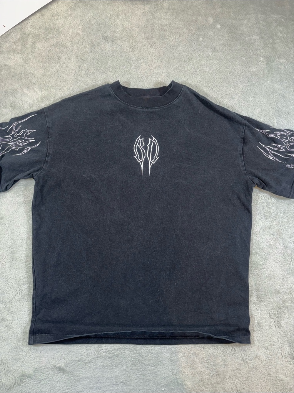Breathe Divinity Oversized Graphic T-Shirt Washed Black Goth Grunge XS